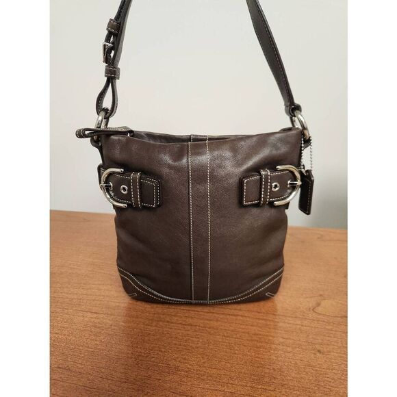 Coach Vintage1453 Soho Slim Smooth Dark Brown Leather Buckle Small Shoulder Bag - Picture 1 of 10